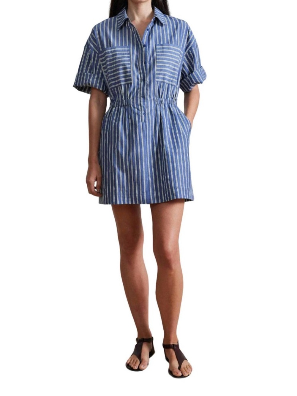 APIECE APART stripe palmera mini dress in indigo